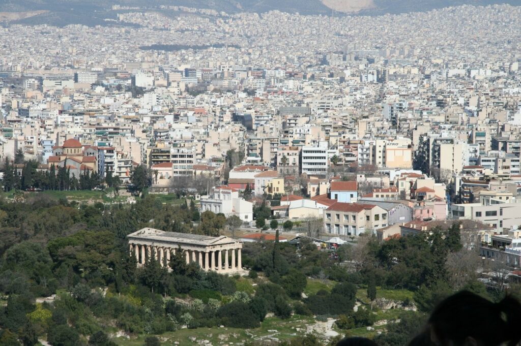 Athens monuments and city beyond